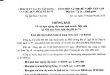 Thông báo tạm ngưng cấp nước